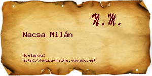 Nacsa Milán névjegykártya